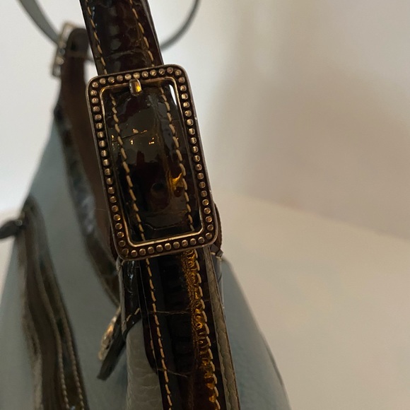 Powder Blue Brighton purse w/brown patent trim. - Picture 8 of 14